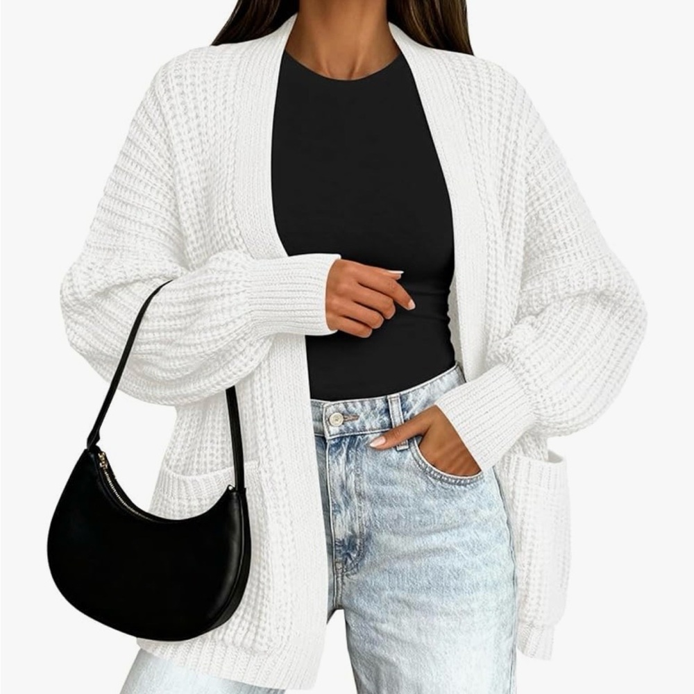 Women's White Knit Cardigan Sweater